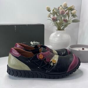 Spring Step Neeta Leather Loafer Black Multi Women EU 40/9.5 Art to Wear Comfort